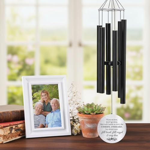 Image of ASTARIN Personalized 30 inch Bereavement Wind Chimes for Outside, Memorial Gift in Remembrance of a Loved One, Sympathy Gift for Loss of Mother Father Husband, Garden Patio Decor