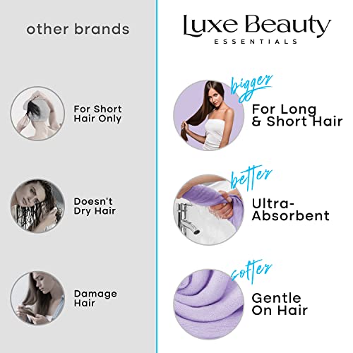 Luxe Beauty Microfiber Hair Towel Wrap – Absorbent Microfiber Hair Towels For Women Long Hair - Hair Drying Towels Microfiber Towel For Hair Wrap For Long Hair -Perfect Curly Hair Towel For Plopping #TOP1