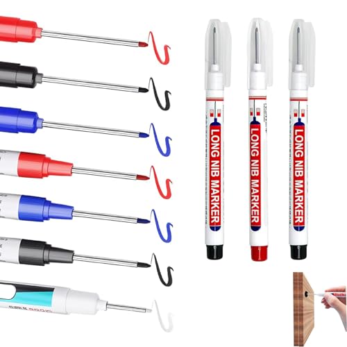 ClcIosis 10 rotuladores de agujeros profundos para madera, vidrio, metal, azulejos, marcas claras en diferentes superficies