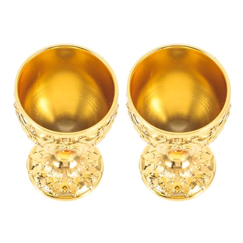 Cabilock 2pièces Lot de Coupes à Vin Mousseux Calice Décoratif Métal Gravé pour Gobelet de Bar Royal et Accessoire de Cosplay Gothique