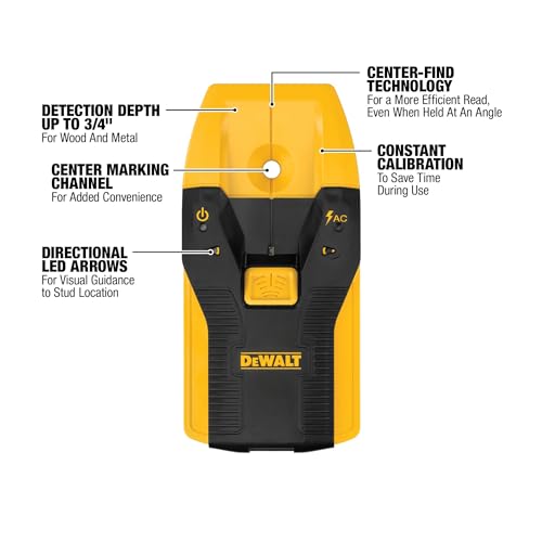 Image of DEWALT Stud Finder, 3 /4 inch, Locate Framing Studs Efficiently with LED Arrows, Ideal for Wood and Metal, AAA Batteries Included (DW0100)
