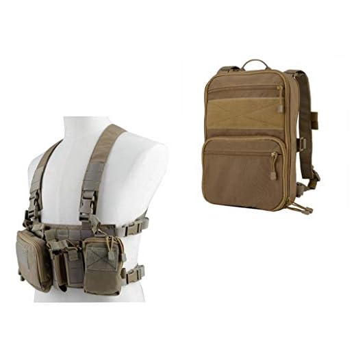 OAREA Tactical Chest Rig Vest + MOLLE Military Backpack for Airsoft Shooting Wargame Paintball
