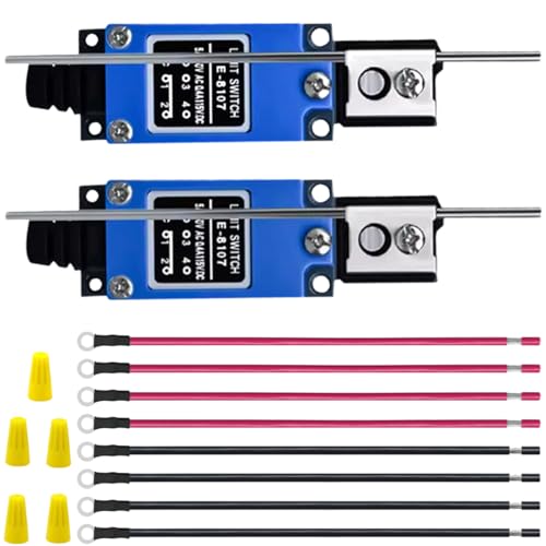 Image of MKBKLLJY Momentary Limit Switch Travel Switch Adjustable Rod Lever Arm ME-8107 5A 250V AC/0.4A 115V DC Self-Reset Silver Contact 1NC 1NO for CNC Mill 8PCS Terminal Wires 5PCS Terminal Cap