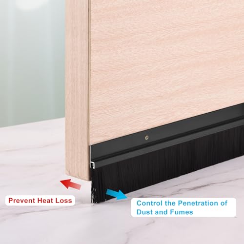 QUARKZMAN Türbürsten-Bodenabstreifer H-Form Aluminiumlegierungsbasis mit 20mm PP-Bürste für Zuhause, Industrie (1200mm Länge, Schwarz)