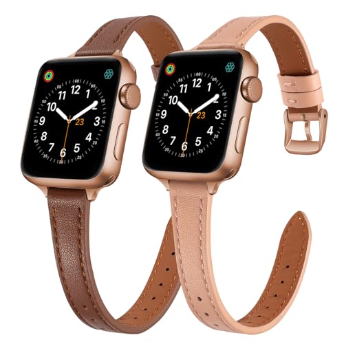 2-pack Slim Leather Band Compatible with Apple Watch Bands for women