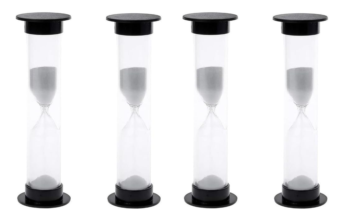 Juroicessry Black 4Pcs New Mini Hourglass Sand Timer - 1 Minute (60 Seconds) Sandglass Clock | Compact Sand Timer For Games, Workouts & Time Management | Portable Timekeeping Tool