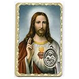  Carte Medaille Sacre Coeur de Jesus avec priere au dos - livraison gratuite