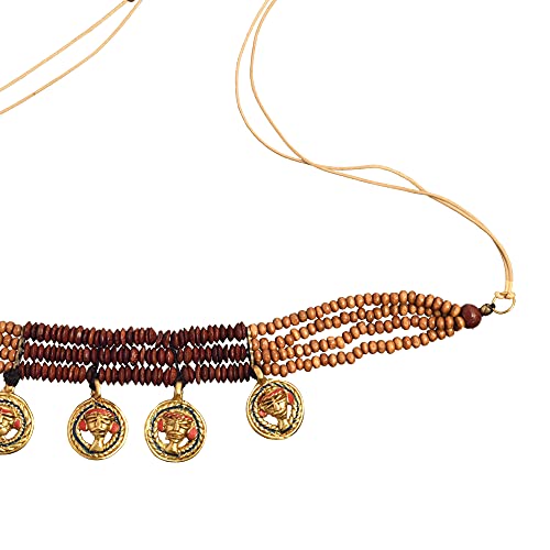 Image of AAKRITI ART CREATIONS Royal Empress Handcrafted Tribal Dhokra Necklace & Choker Collection | Artisan Ethnic Brass Jewelry with Oval & Square Designs, Amulet & Talisman Styles for Women
