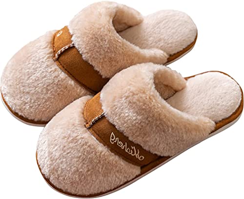 Muwodkdn Pantoufles Femme Hiver Femme Chausson Maison Confort Chaud Slippers Automne Hiver Femmes Hommes Intérieur extérieur Mignon Antidérapant Mules Marron L Cover