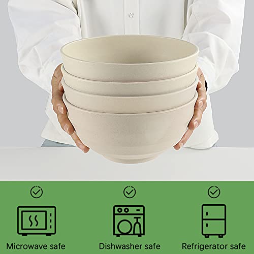 Wheat Straw Bowl Sets,4 Pcs Unbreakable Cereal Bowl 60 Oz，Microwave And Dishwasher Safe Bowls,Super Big Bowl Sets Bpa Free Eco Friendly Bowl Color Bowls For Serving Soup,Oatmeal And Salad Etc… #TOP2