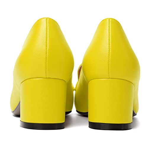 Image of MODENCOCO Womens Square Toe Slip On Comfortable Casual Matte Work Chunky Low Heel Loafers Shoes 2 Inch