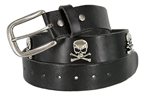 Pirate Skull CrossBone Concho Full Grain Casual Jean Leather Belt2