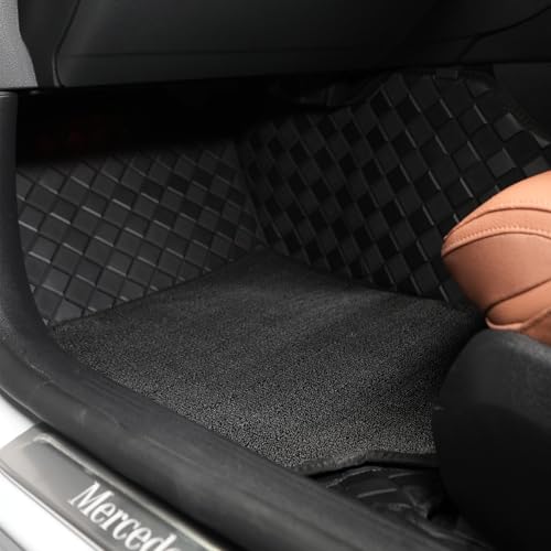 Image of Autofurnish Luxury 9D Car Mat Full Set for Mahindra XEV 9e 2025 || Luxury Leather Dual-Stitch Full Set 9D Car Floor Mat || 100% Waterproof || Color : Black Black