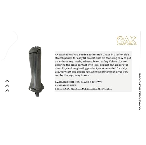 Demi-chaps d'équitation en daim noir AK lavables taille 3XL - 7