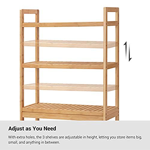 Songmics Over The Toilet Storage, 3-Tier Bamboo Over Toilet Bathroom Organizer With Adjustable Shelf, Fit Most Toilets, Space-Saving, Easy Assembly, Natural Ubts001N01 #TOP3