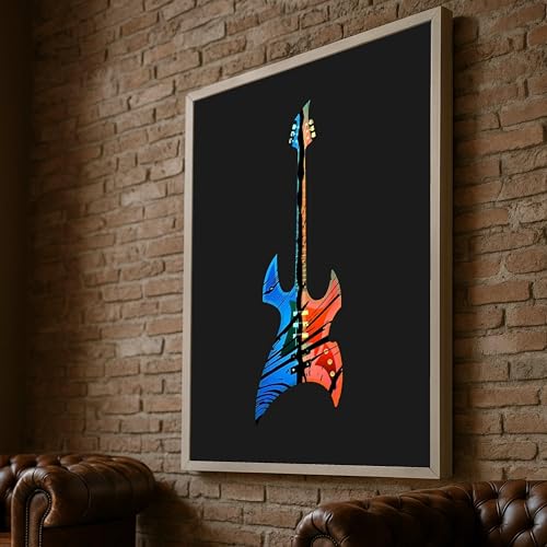 Tableau abstrait guitare sur toile de qualite superieure peinture musicale moderne 80x120cm