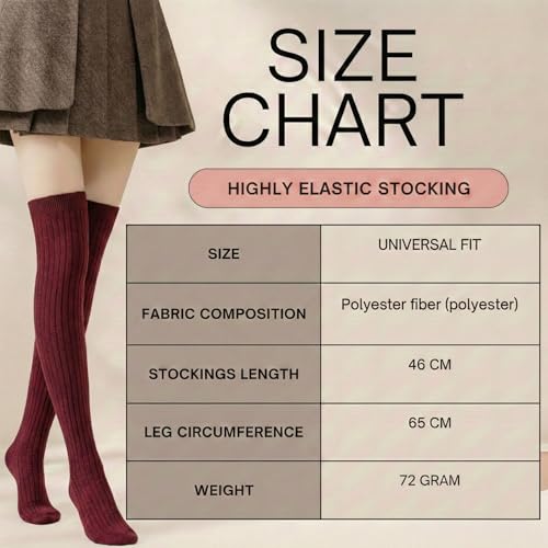 Image of Kraptick Women's Ribbed Thigh High Socks - Soft Stretchable Knit Over the Knee Socks for Winter, Casual & Layered Wear