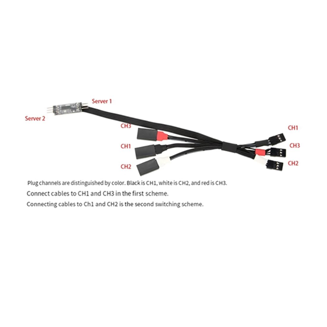 2 Sets Four-Wheel Steering Control Line 4WS Control Board and Servo Control Cable Kit Upgrade Parts for 1/24 SCX24 1/10 DVC10 1/18 TX4M(Black)