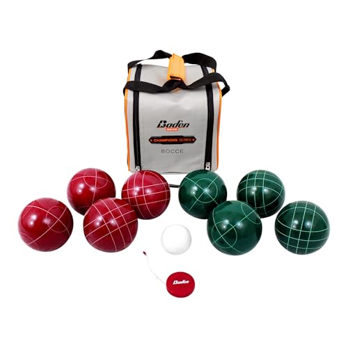 Baden Champions 90mm Bocce Ball Set with Carry Case and Measuring Tape Red/Green