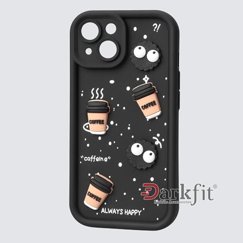DARKFIT Back Case Cover Compatible for iPhone 15 | Cute Fun Cartoon 3D Ball | Coffee Silicone Case | Camera Protection | Body Protection | Shock Proof | Color Black | Pack of 1 8 41aI1oRgIKL