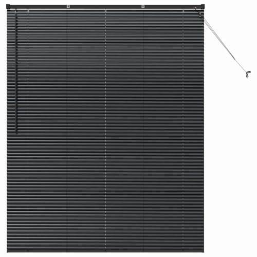 vidaXL Persiana para Ventana con Cortinas Manual Negro Aluminio, Persianas venecianas rectangulares Modernas, Resistentes, para Cocina, Ajustables, con Control de luz y Acabado Mate