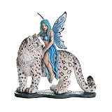 Pacific Giftware Decorative Companion Fairy Hima with Snow Leopard Collectible Decorative Statue 8H