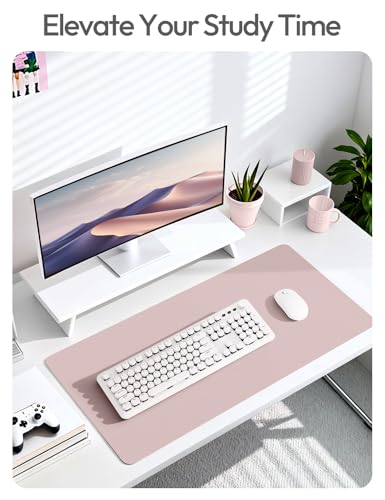 Image of YSAGi Leather Desk Pad Protector, Office Desk Mat, Large Mouse Pad, Non-Slip PU Leather Desk Blotter, Laptop Desk Pad, Waterproof Desk Writing Pad for Office and Home (Grayish Lavender, 23.6 inch x 13.8 inch)