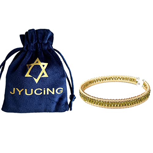 Jyucing Handmade Bracelet Natural Green Peridot Crystal 14K Gold Plated Bangle Gifts For Women Girls #TOP4