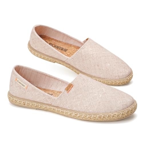 GLAMORA Espadrillas Donna Slip on Scarpe Basse Tessuto Traspirante Elastici Laterali Suola Effetto Corda Gomma Leggere comode Mocassini Estivi Donna Alpargatas Espadrilles Casual Eleganti Piatte