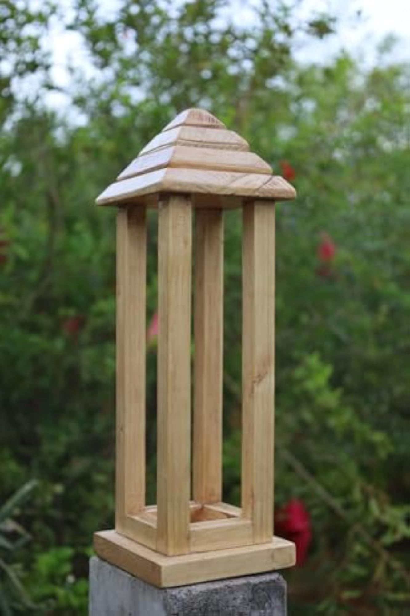 Rustic Wooden Lantern with Tiered Roof Design