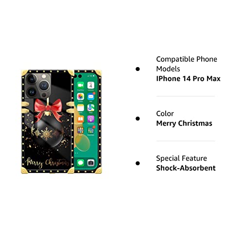 Iphone 14 Pro Max Case,Merry Christmas Square Soft Tpu Edges For Iphone 14 Pro Max Case,Metal Decoration Corner Iphone 14 Pro Max Cases For Apple Iphone 14 Pro Max 6.7-Inch Merry Christmas #TOP7