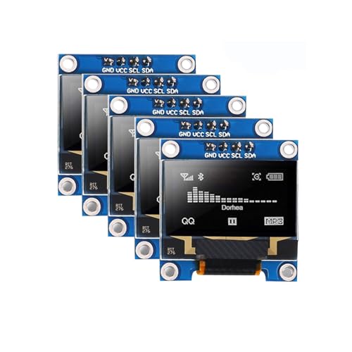 5Pack 0.96 Inch OLED Display Module SSD1306 128x64 Pixel I2C IIC Self-Luminous Screen Board White Compatible with Arduino Raspberry Pi