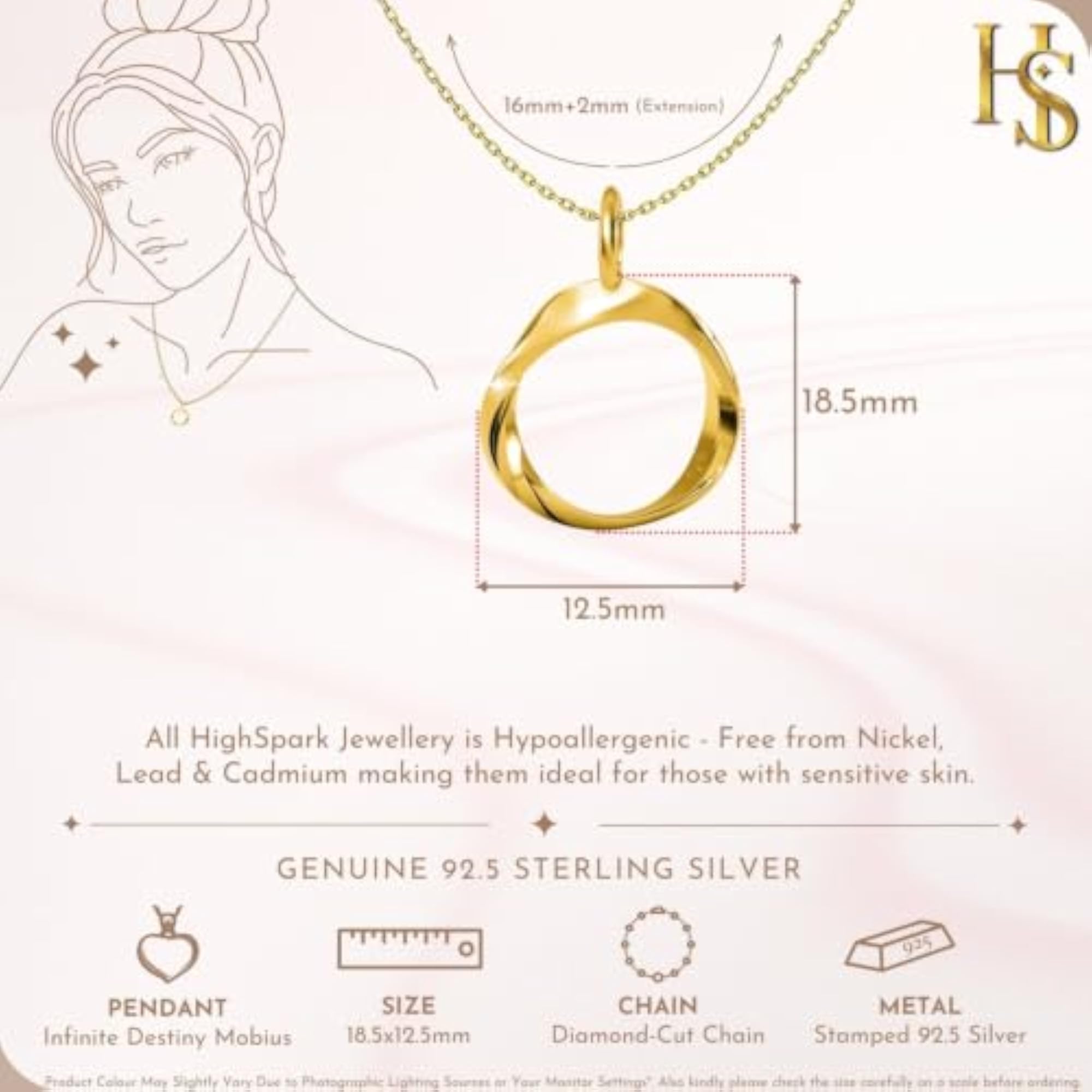 925 Silver Mobius Infinity Twist Pendant Necklace