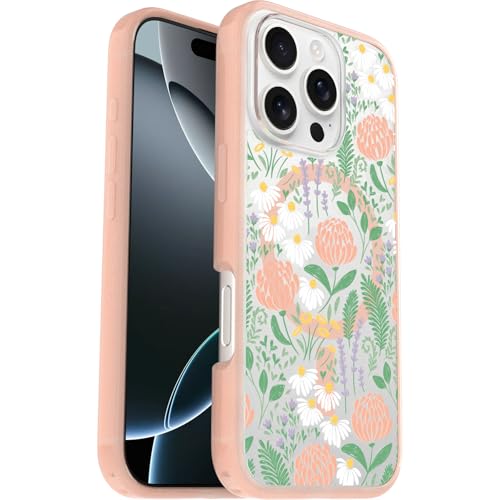 Image of OtterBox iPhone 16 Pro Symmetry Series Clear Case - Peachy Bloom Pink - Ultra-Thin, Sleek iPhone Case, Floral iPhone Case