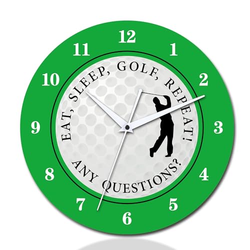 12 Inch Sports Themed Wall Clock with Golf Dial,Silent Clock Movement and Battery Operated,Great Decor for Home,Office,Bedroom and Nice Golf Enthusiasts Gifts