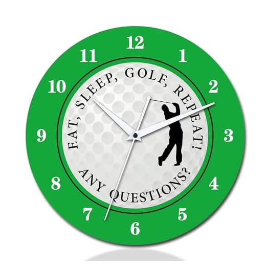 12 Inch Sports Themed Wall Clock with Golf Dial,Silent Clock Movement and Battery Operated,Great Decor for Home,Office,Bedroom and Nice Golf Enthusiasts Gifts