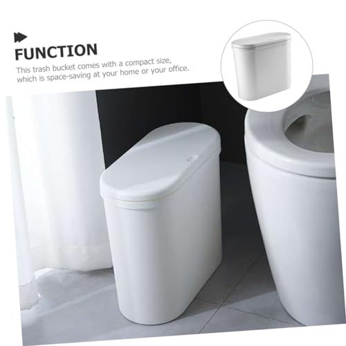 Caneca de basura blanca rectangular para baño y oficina miniatura 4