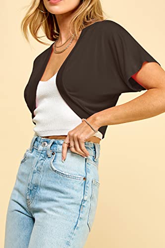 Image of Lock and Love Women's Versatile Open Front Lightweight Short Sleeve Bolero Shrug