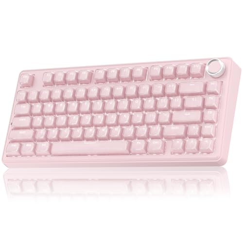 Image of SOLAKAKA A75 Wireless Gaming Keyboard with Multifunction Knob, BT5.0 /2.4GHz /USB-C, 75% Mechanical Keyboard, Hot-Swappable, Gasket Creamy Keyboard with RGB Backlit, Crystal Keycaps, for PC /Mac /PC