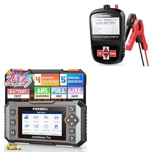 2025 Newest FOXWELL NT614 Elite OBD2 Scanner with 5 Resets Code Reader Scan Tool + BT100 Pro Battery Tester 12V Automoti - Detailed View