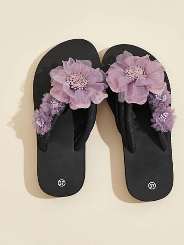 Loizziuy Women's Floral Decor Flip Flops Sandals for Vacation Flat Bottom Casual Slippers for Womens Girls3