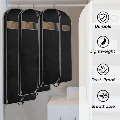 BALEINE 2PK Heavy Duty Garment Bag with Shoe Storage Travel Bag for Dresses, Suit, Coats Travel Essential (43", Black) - Image 5