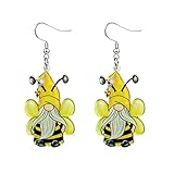Easter Earring Bunny Rabbit Eggs Gnome Drop Dangle Earrings Acrylic Easter Animal Earrings Holiday Jewelry for Women (Gnome Bee)