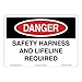 Danger/Safety Harness Sign (OS1117DH-)|Weatherable Polyester 12" X 18" Self Adhesive |OSHA Signs|Sign for Business, Retail, Workplace, Restaurant, Medical Facility