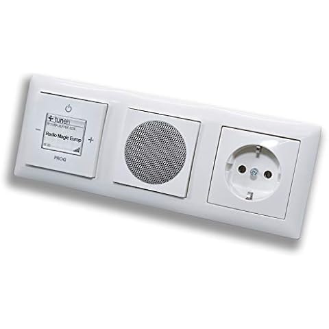 Busch Jäger Unterputz UP WLAN iNet Internetradio 8216 U (8216U) alpinweiß Komplett-Set Balance SI Lautsprecher + 20EUC-914 Steckdose + Radioeinheit + 3 fach Rahmen Cover
