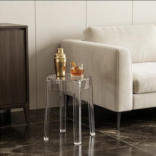 Image of The Artment your artistic apartment Transparent Color CrystalNest Acrylic Stackable Round Accent Stool, Modern Side Stool for Living Room, Bedroom and Home & Office (Set of 3)