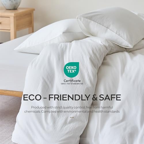Image of JELLYMONI Queen Size Duvet Cover 100% Cotton Linen Texture Breathable Set | Pure Cotton, Zipper Closure, with natural wrinkles, Breathable&Soft, fade-resistant, 1 Duvet Cover & 2 Pillowcases