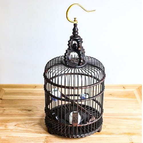 Cage pour oiseaux volière en bois avec crochet cage à oiseaux ronde portable pour troglodyte - 5