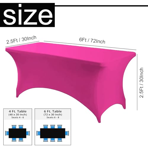 Mienocol Rose Red Spandex Tablecloths,6FT Stretchable Rectangle Table Cover Washable Tablecloth Universal Patio Elastic TableCover for Kitchen,Event - Image 2