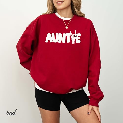 Auntie Skeleton Sweatshirt, Cute Halloween Pullover, Spooky Season Crewneck Sweater, Cozy October Fall Top, Fun Aunt Gift Outfit for Women Sand4